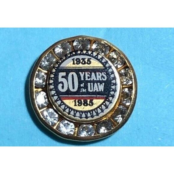 1933-1983 UAW United Auto Workers 50th year Union Pin w/14 stones - Picture 1 of 2